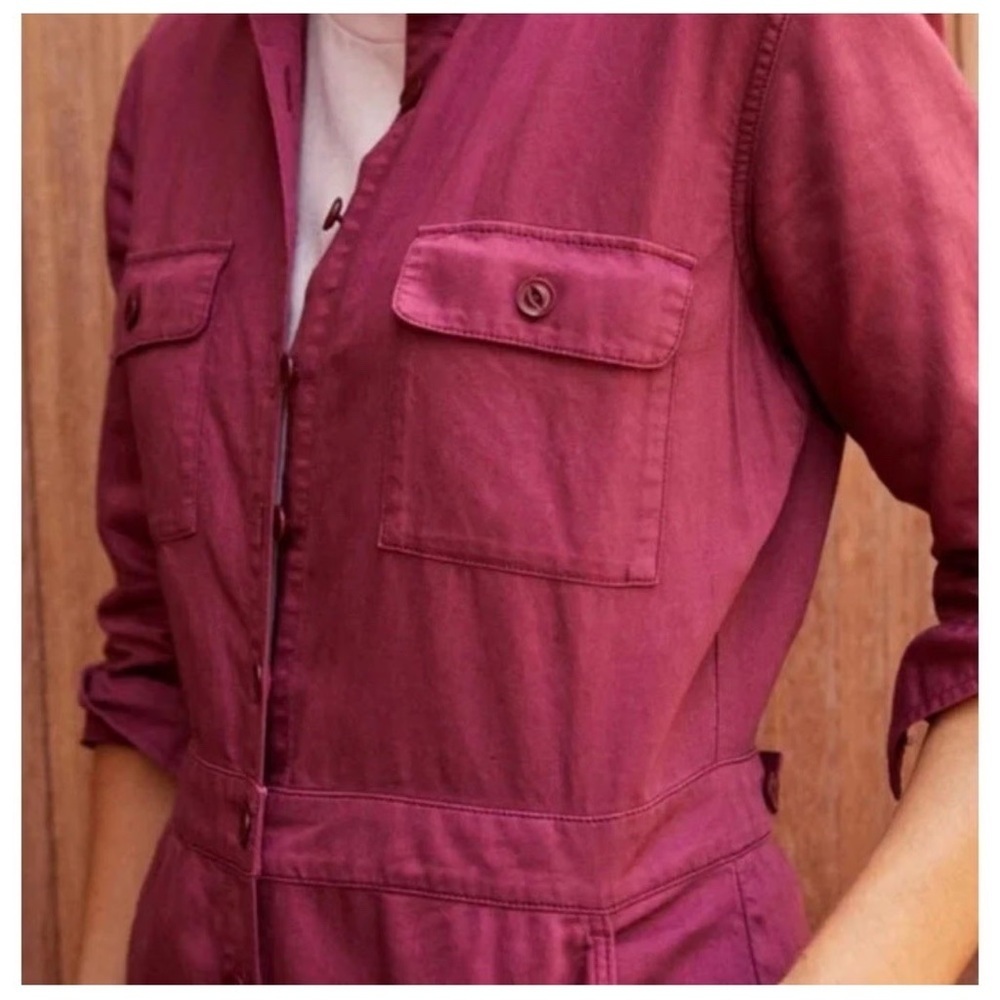 Outerknown | Burgundy S.E.A.‎ Long Sleeve Organic Cotton Jumpsuit Size Small - Picture 3 of 11